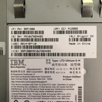 LTO Ultrium 6-H IBM 35P1980 Internal for IBM LTO 6-H Ultrium for TS3100/TS3200 Tape Drive