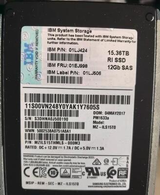 02PX544 02YC045 01EJ994 01EJ998 15.36B 2.5inch 12Gb  SAS SSD Hard Drives