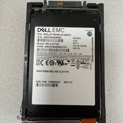For EMC D4-2SFXL-7600 005053160 005053161 7.68TB SAS SSD