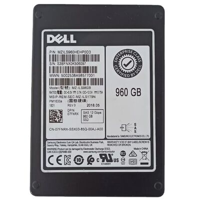 For  07FNRX Samsung PM1633a 960G Enterprise Class 12Gb SAS Server Solid State Drive SSD