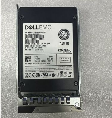 For DELL EMC PM1733 MZ-WLR7T60 Solid State Drive 7.68TB PCIe NVME U.2 2.5 SSD 0Y27TR 0DX74Y 084C40 U.2 SSD