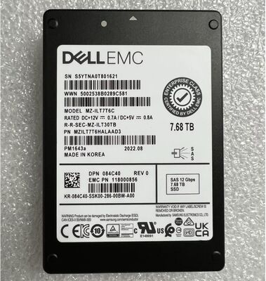 For DELL EMC 118000856 084C40 00MK61 02THYF MZILT7T6HALAAD3 PM1643A 7.68T SAS 12gb 7.68T SAS SSD