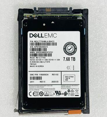 005052556 EMC 7.68TB SAS 12Gbps 2.5in FLASH SSD 118000634 MZ-ILT7T6A D4-2SFXL2-7680 EMC Unity XT 7.68TB FLASH 25X2.5 SSD
