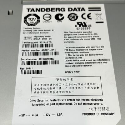 Overland Tandberg LTO Ultrium LTO 6 5 4 HH SAS Tape Drive
