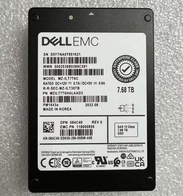 For DELL EMC PM1733 MZ-WLR7T60 Solid State Drive 7.68TB PCIe NVME U.2 2.5 SSD 0Y27TR 0DX74Y 084C40 U.2 SSD