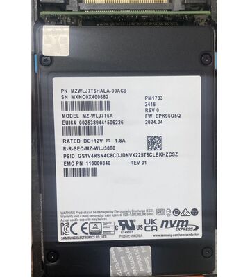 For Dell EMC 7.68T NVME 005053706 005053081 005053080 005053081 005052923 005052924 005053707 PowerStore SSD